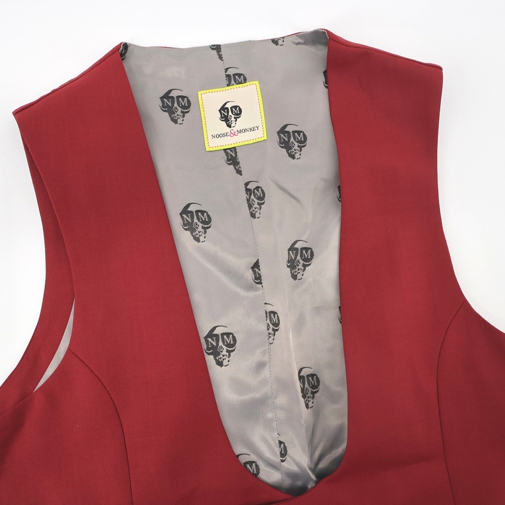 NEW Noose & Monkey Ellroy Super Skinny DB Waistcoat Raspberry Vest Mens 38in 38R